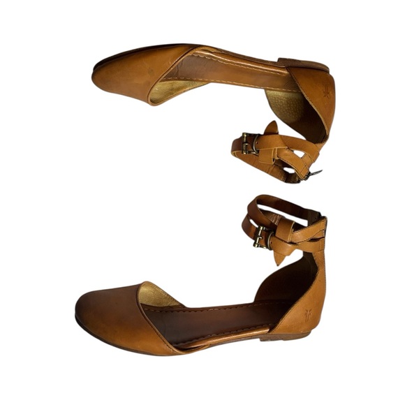 Frye Tan Leather Carson Knotted Strap Ballet Flat - Picture 3 of 5